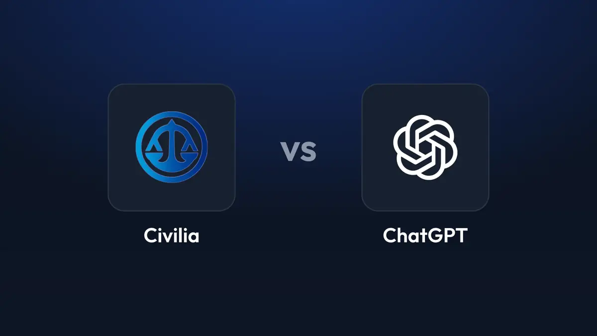 Logo de Civilia frente al logo de ChatGPT, separados por la palabra vs